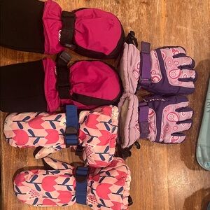 Kids Winter Gloves Set - Pink and Purple